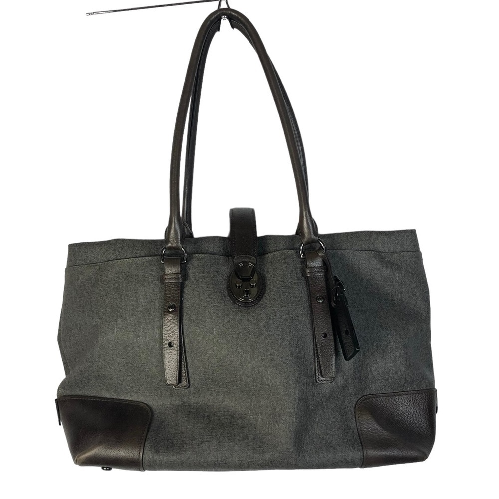 Tumi Villa‎ Viverone Gray & Brown Leather Trimmed Business Tote